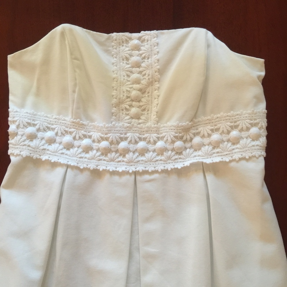 Lilly Pulitzer Betsey Strapless Dress White 2 - Picture 5 of 7
